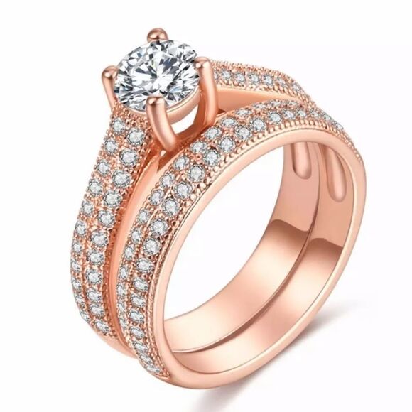 NEW! Dainty “Chloe” 18K RG Engagement Ring Set 💎 - Picture 7 of 8